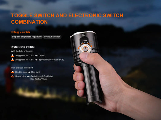 Fenix LR35R Pro Rechargeable Palm-Size Search Light - High Power Flashlight With Red & UV Secondary Lights