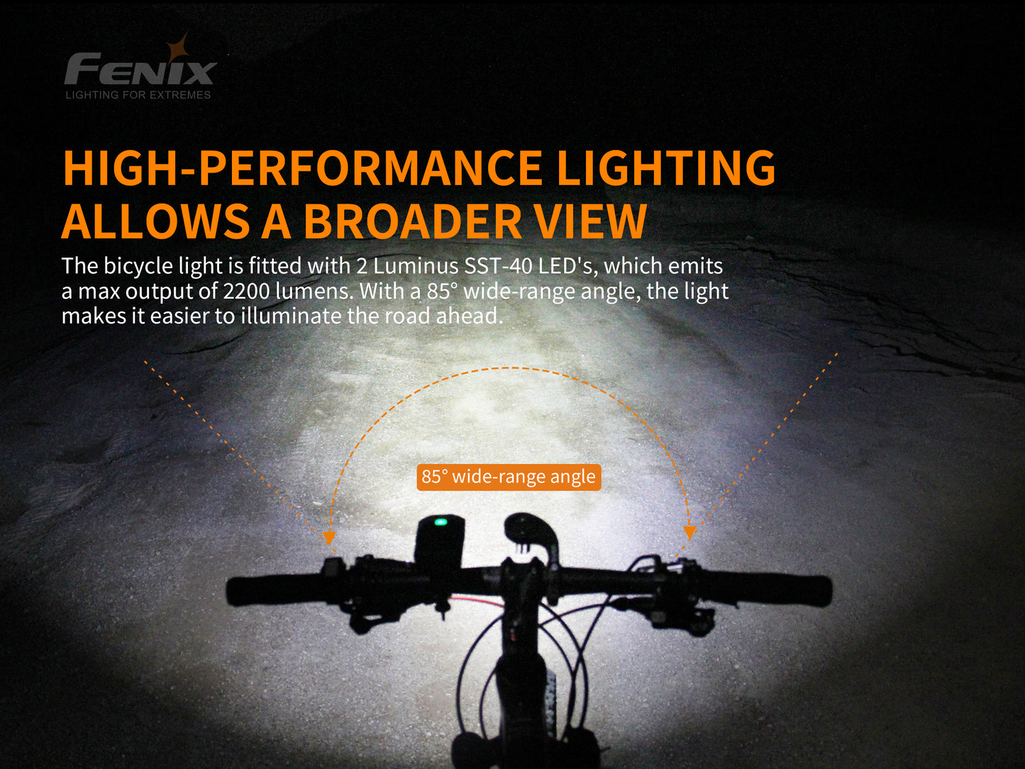 Fenix BC30 V2 Dual Beam Bike Front Light with Wireless Remote - 2,200 Lumens