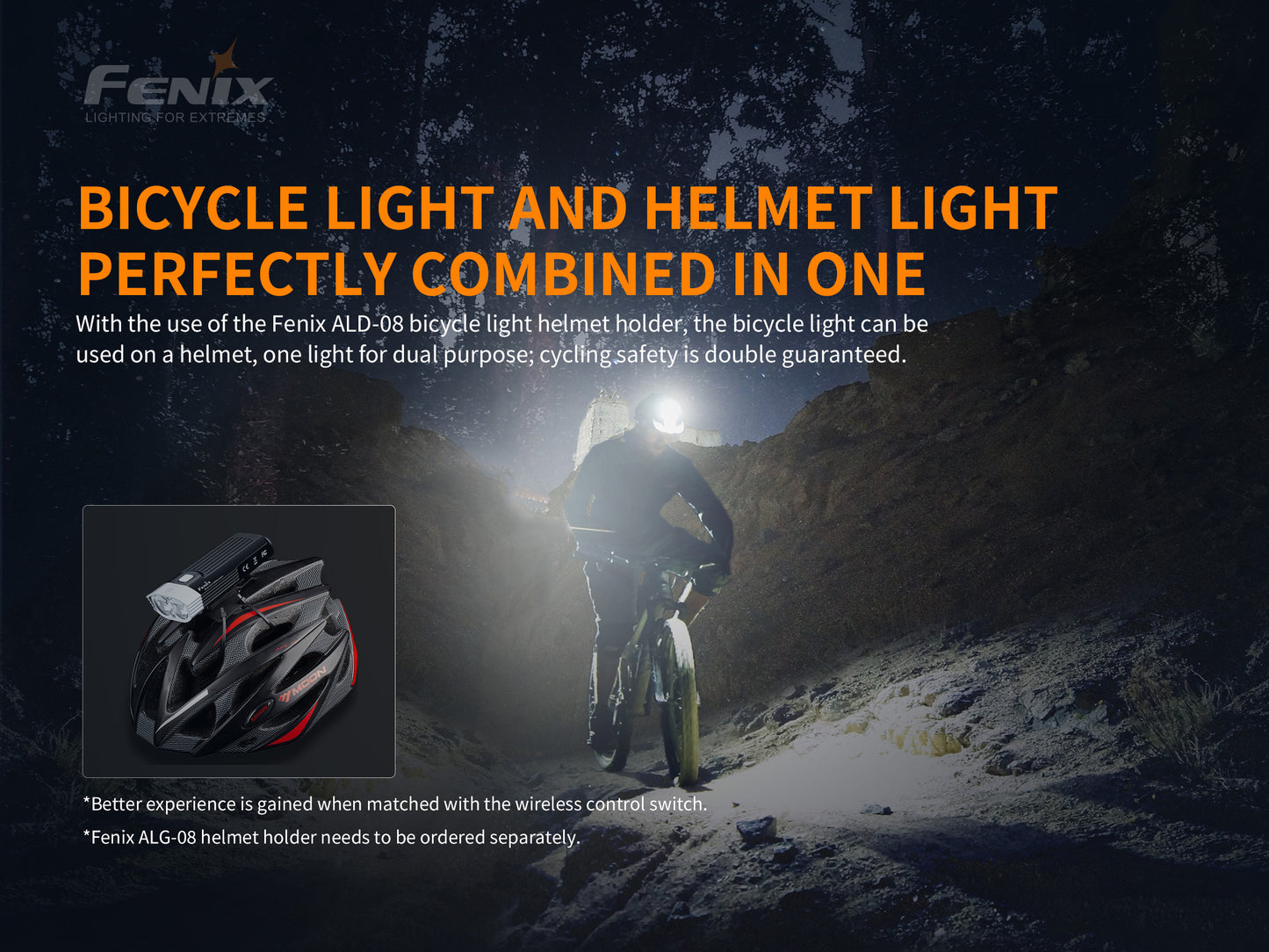 Fenix BC30 V2 Dual Beam Bike Front Light with Wireless Remote - 2,200 Lumens