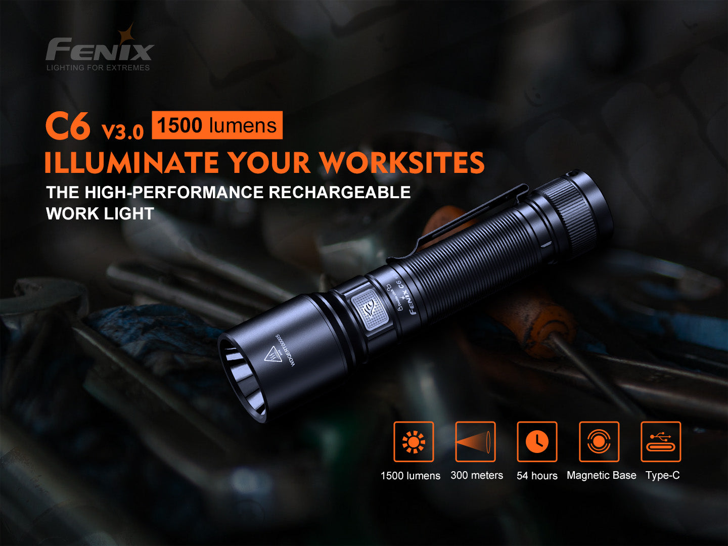 Fenix C6 V3 Heavy Duty Rechargeable Flashlight
