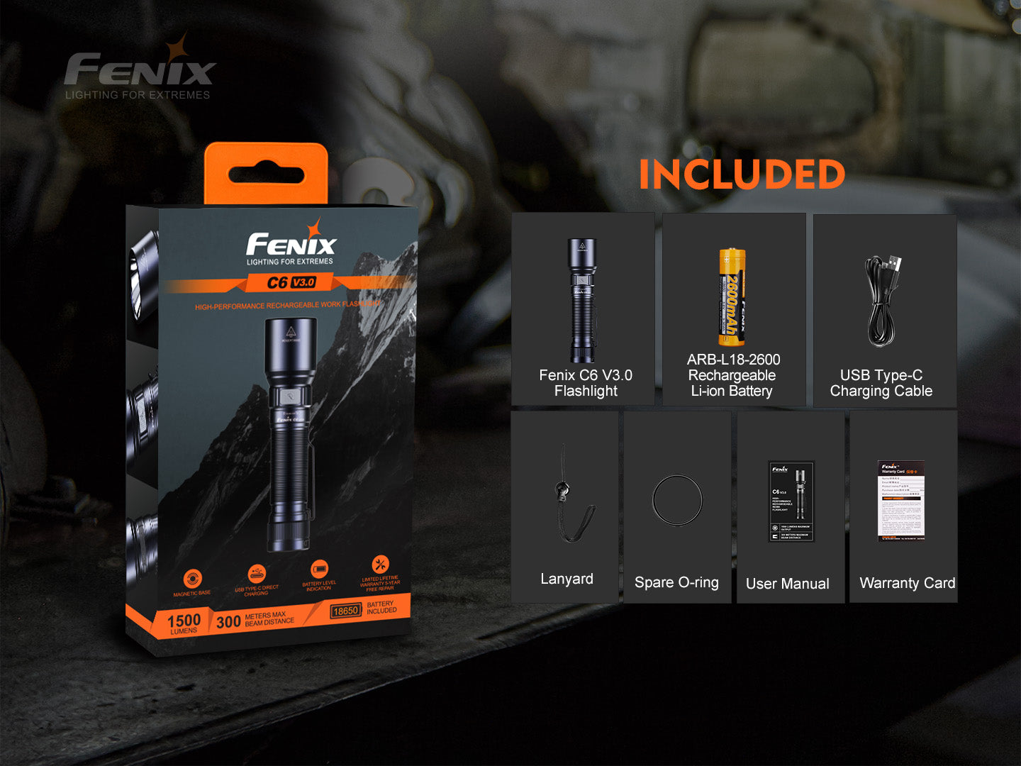 Fenix C6 V3 Heavy Duty Rechargeable Flashlight