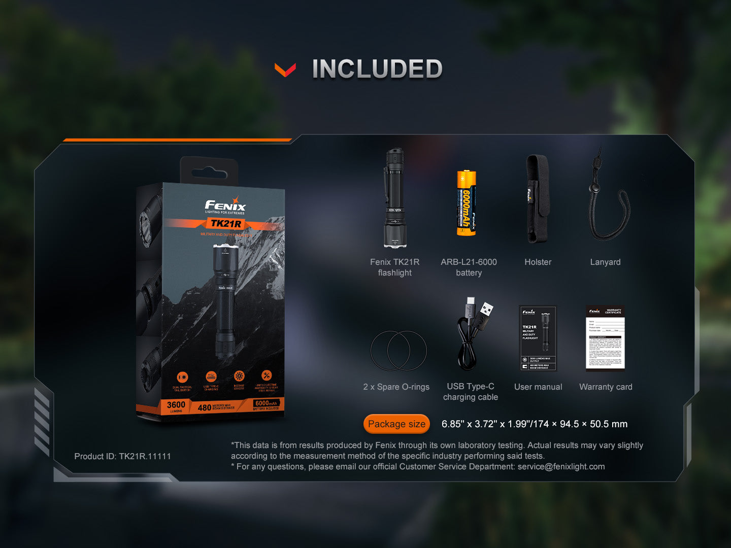 Fenix TK21R High Performance Tactical Flashlight - 3,600 Lumens