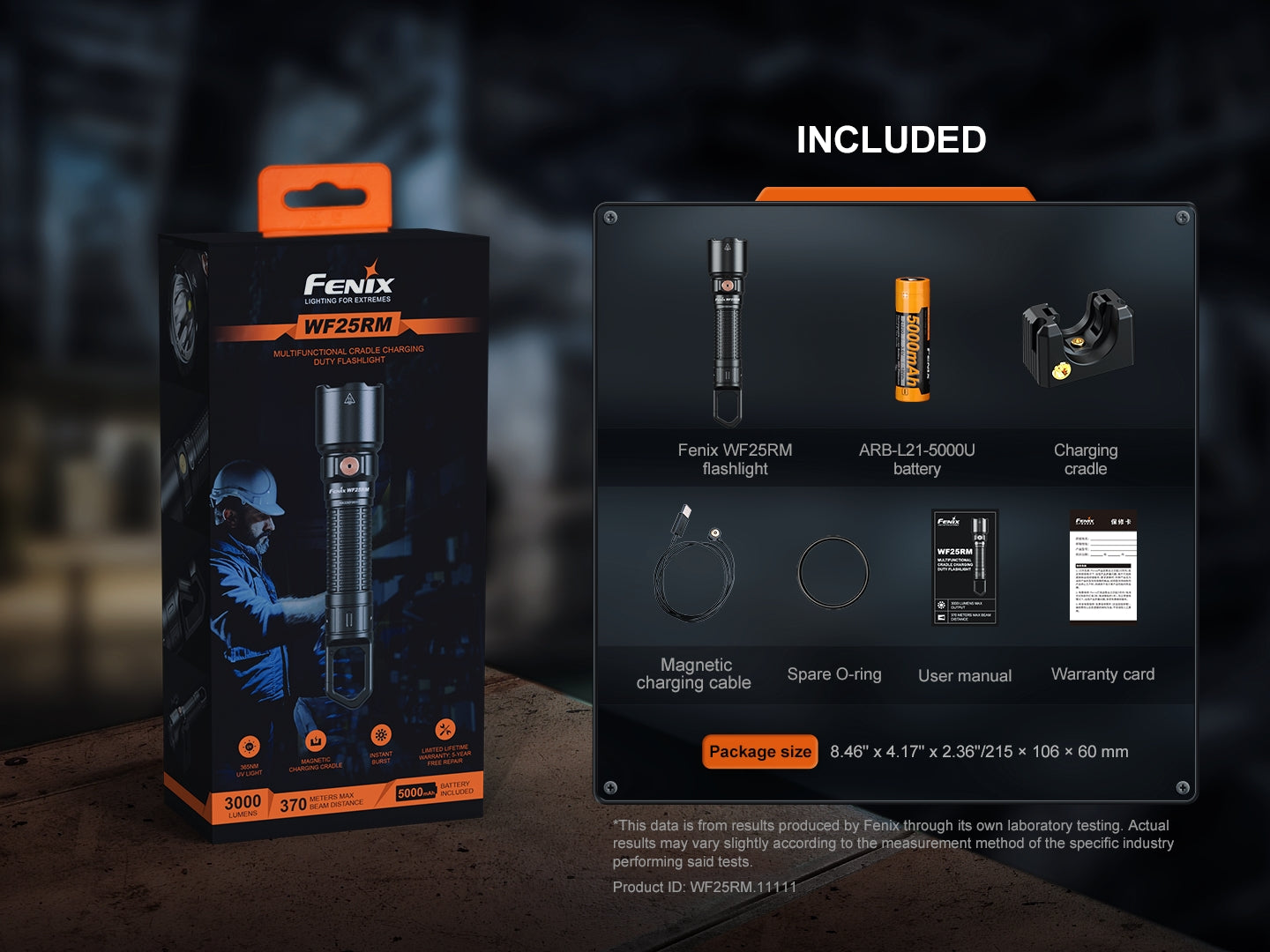 Fenix WF25RM Multi-Functional Flashlight with Secondary UV Light & Charging Cradle
