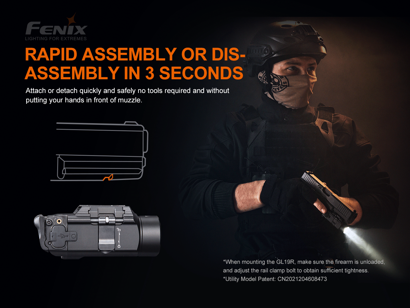 Fenix GL19R USB-C Rechargeable Tactical Flashlight