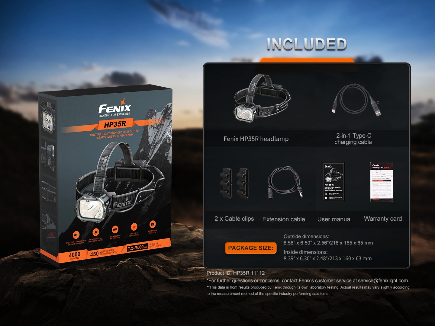 Fenix HP35R Heavy Duty Headlamp 450 Meters - 4,000 Lumens