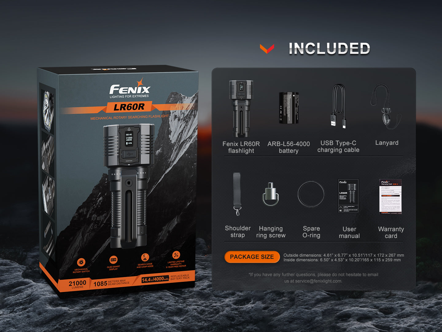 Fenix LR60R High Power Flashlight 1,085 Meters - 21,000 Lumens