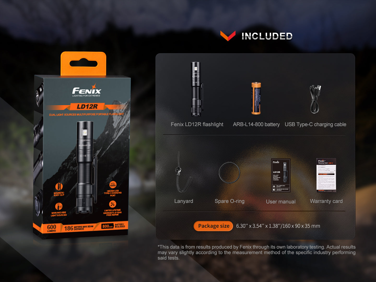 Fenix LD12R Dual Light Sources USB-C Rechargeable Compact Flashlight