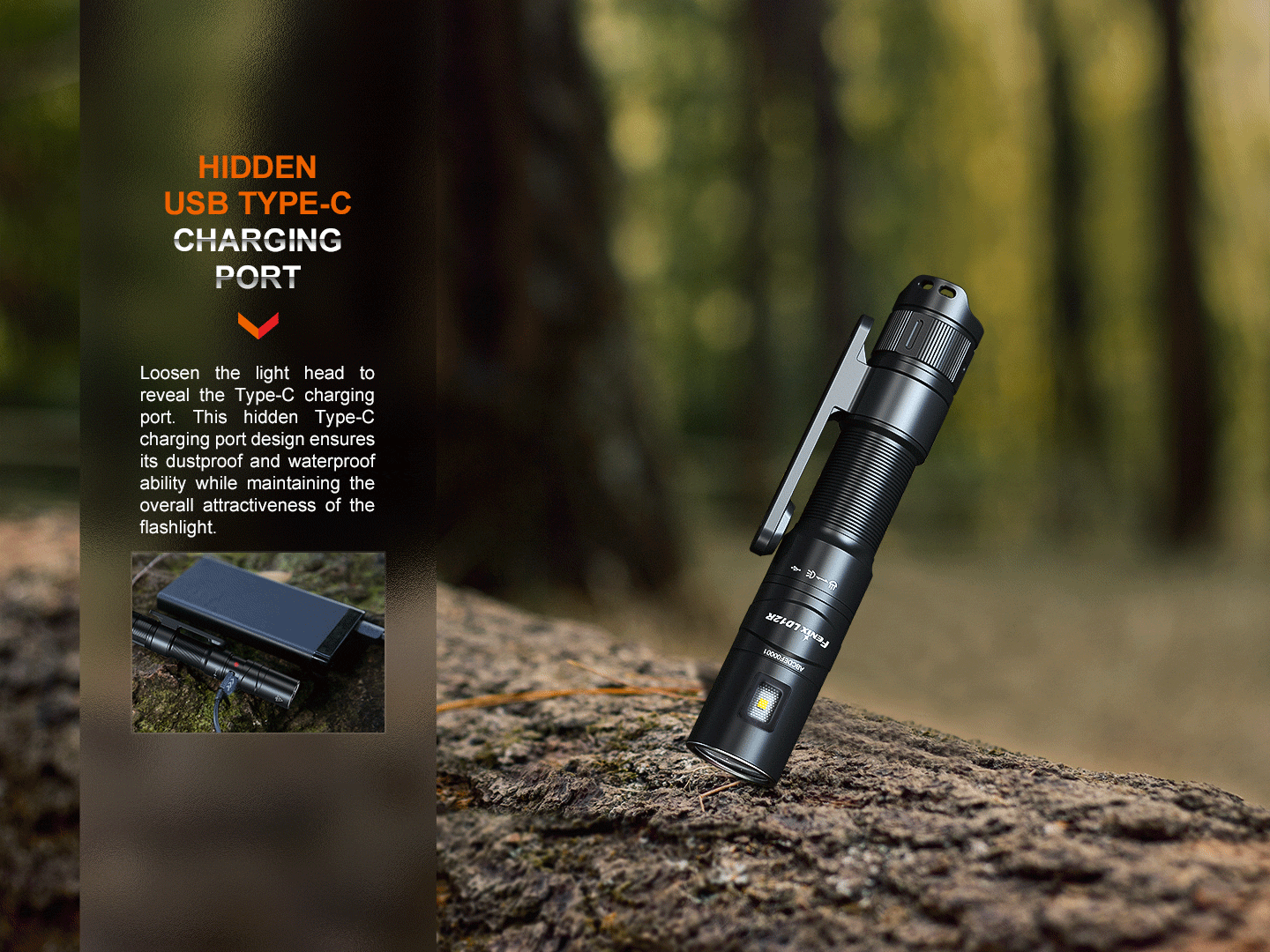 Fenix LD12R Dual Light Sources USB-C Rechargeable Compact Flashlight