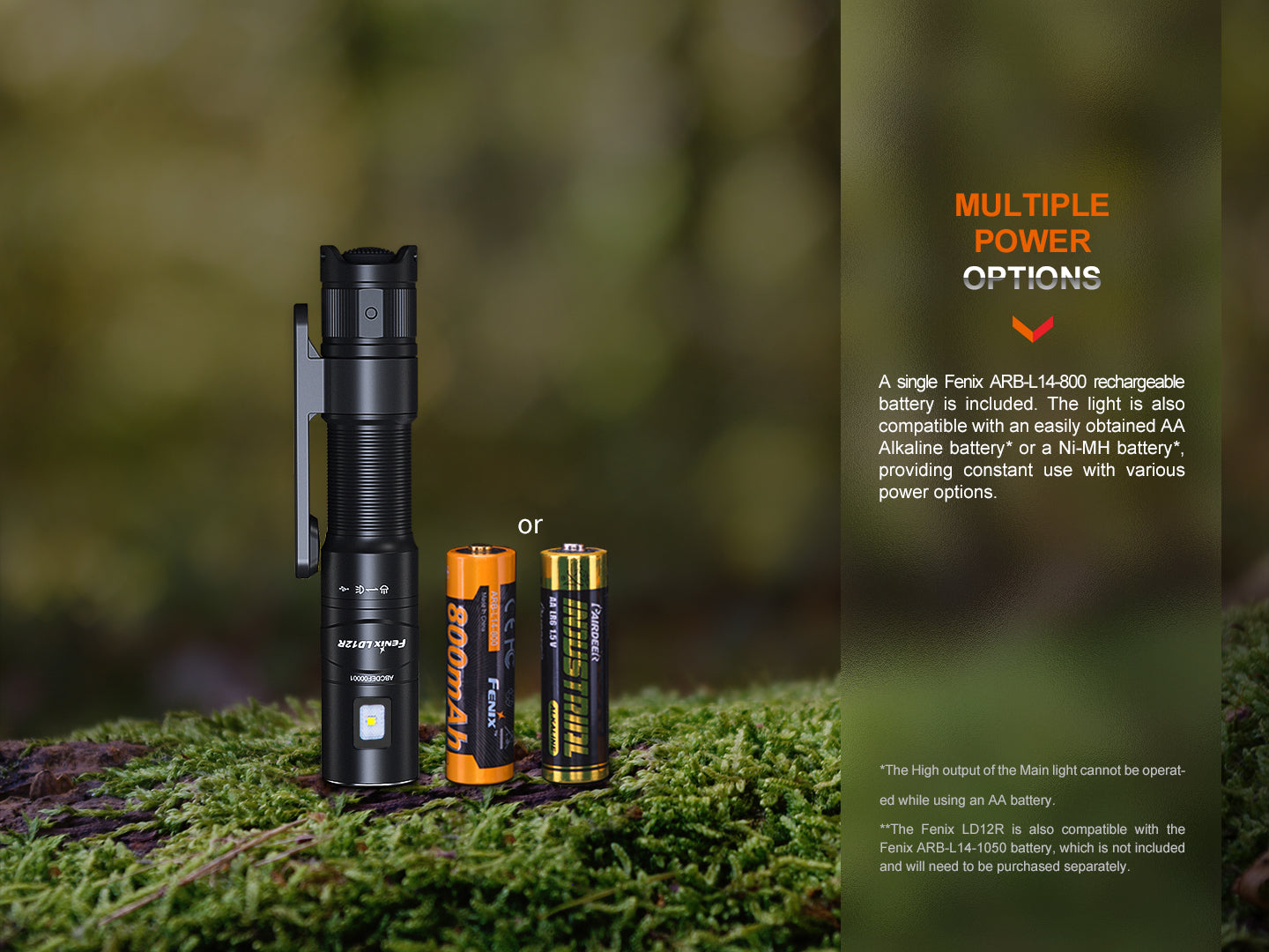 Fenix LD12R Dual Light Sources USB-C Rechargeable Compact Flashlight