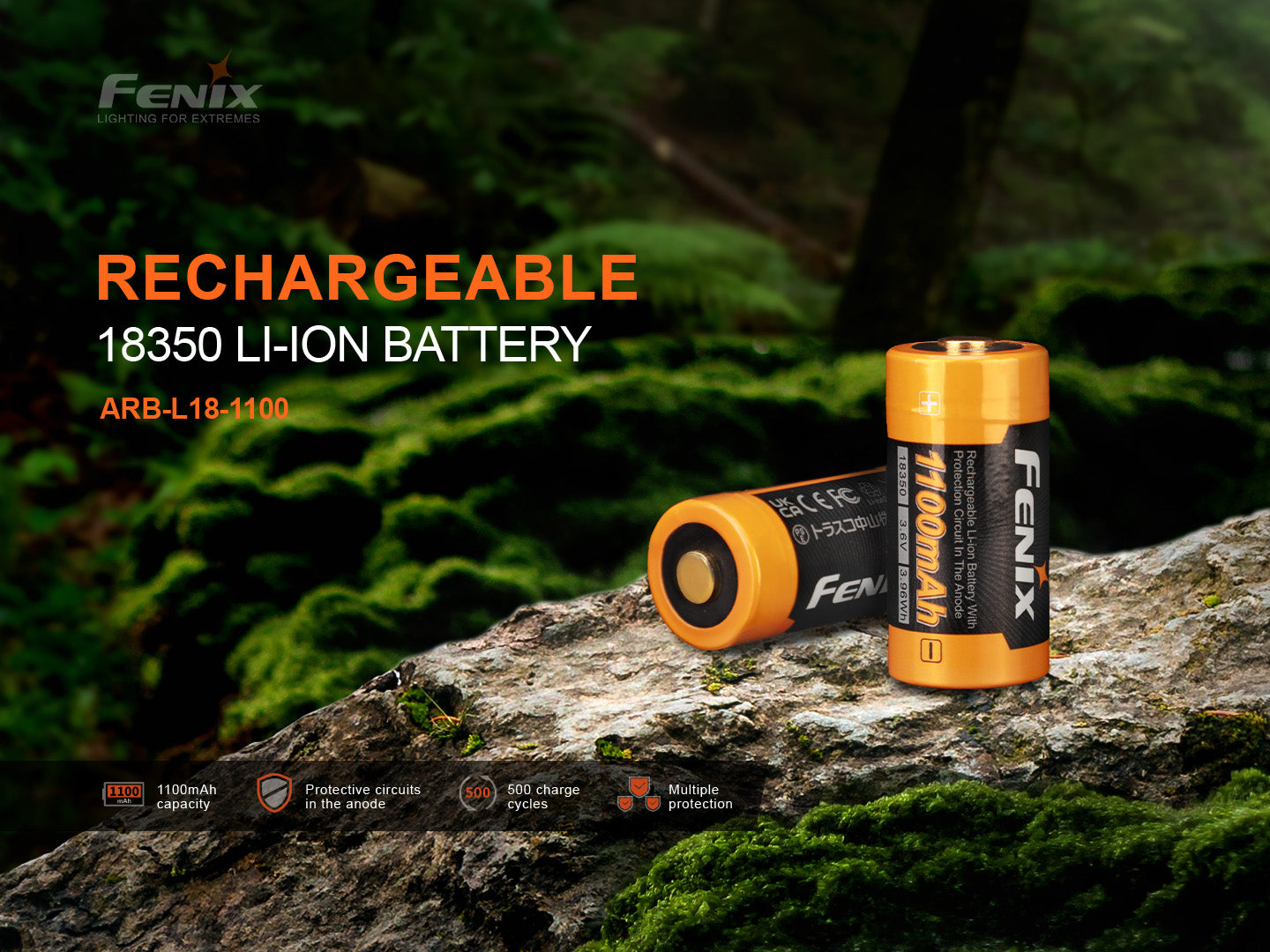 Fenix ARB-L18-1100 18350 Li-ion Rechargeable Battery