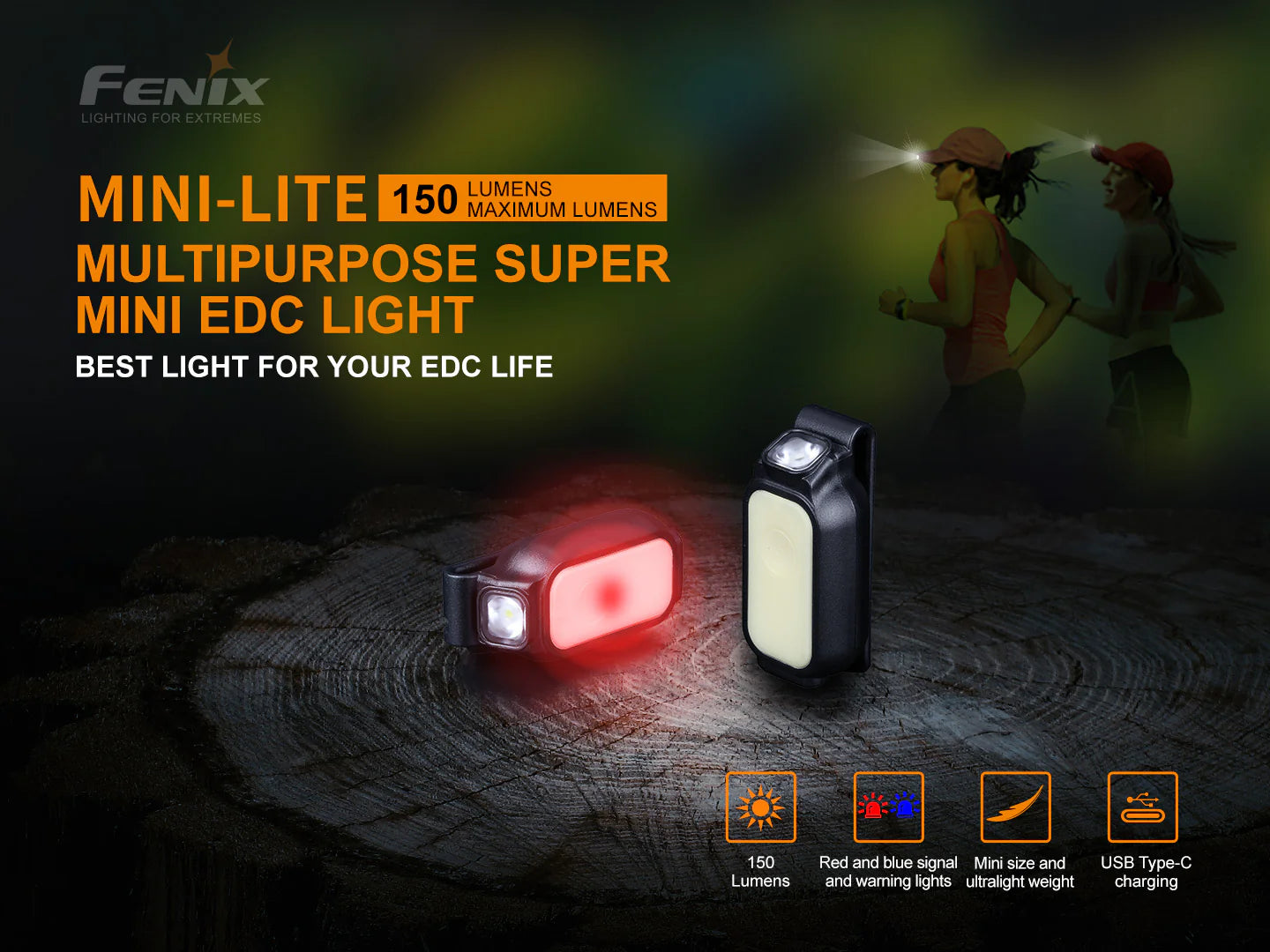 Fenix Mini-Lite Multipurpose Mini Light With Red & Blue Signal Light