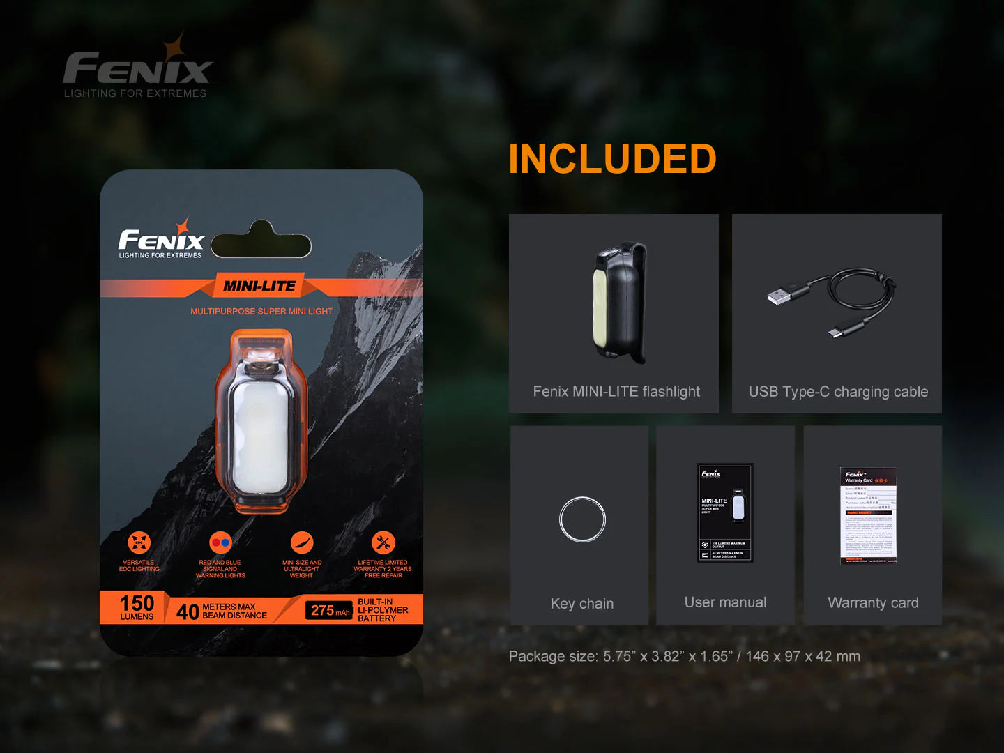 Fenix Mini-Lite Multipurpose Mini Light With Red & Blue Signal Light