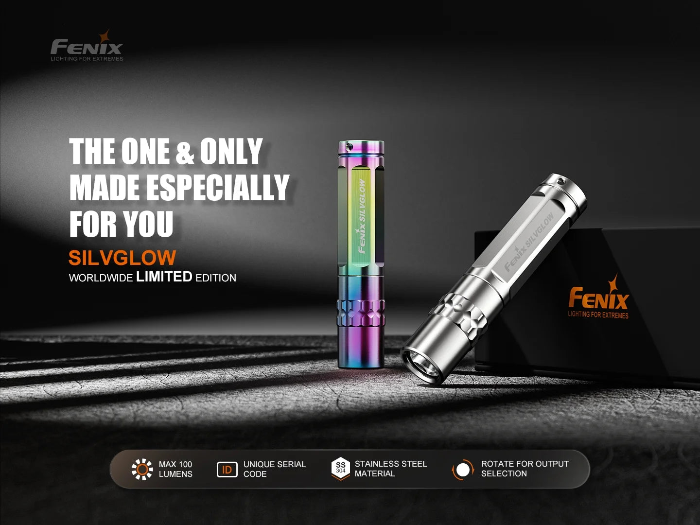 (Limited Edition) Fenix Silvglow Stainless Steel Keychain Flashlight