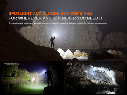 Fenix LR35R Pro Rechargeable Palm-Size Search Light - High Power Flashlight With Red & UV Secondary Lights