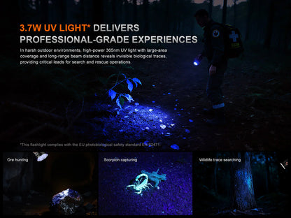Fenix LR35R Pro Rechargeable Palm-Size Search Light - High Power Flashlight With Red & UV Secondary Lights
