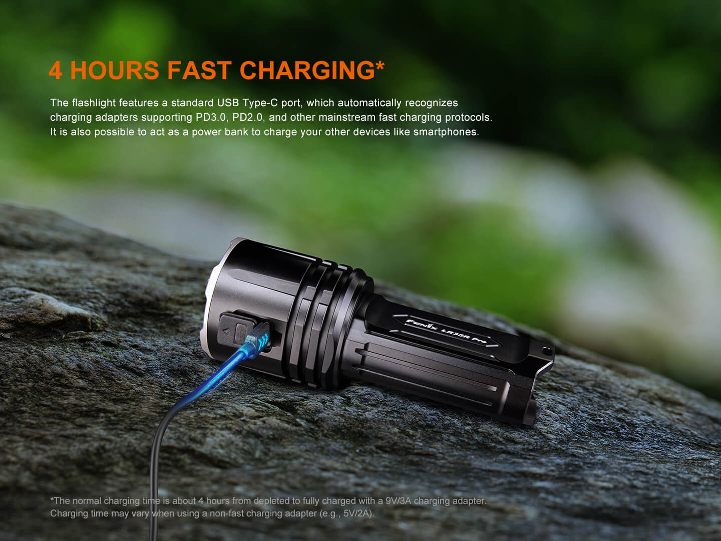 Fenix LR35R Pro Rechargeable Palm-Size Search Light - High Power Flashlight With Red & UV Secondary Lights