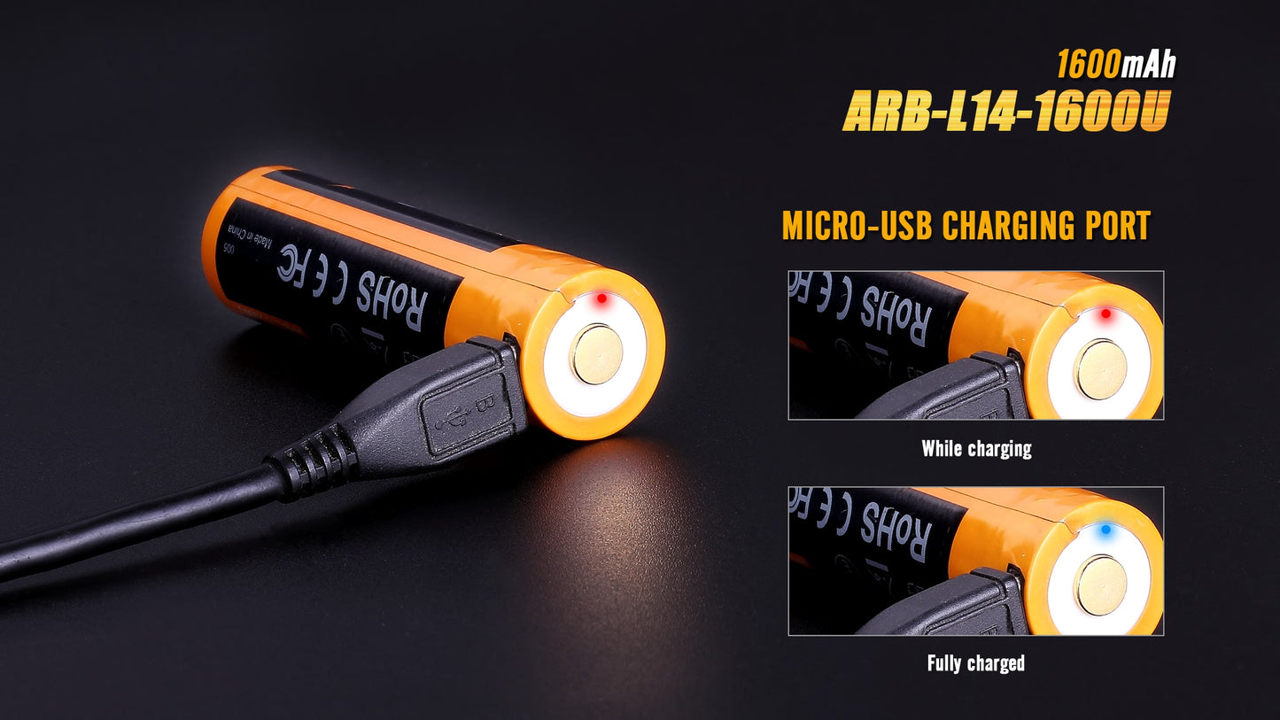 Fenix ARB-L14-1600U 1.5v 14500/AA Rechargeable Battery With Micro-USB Port