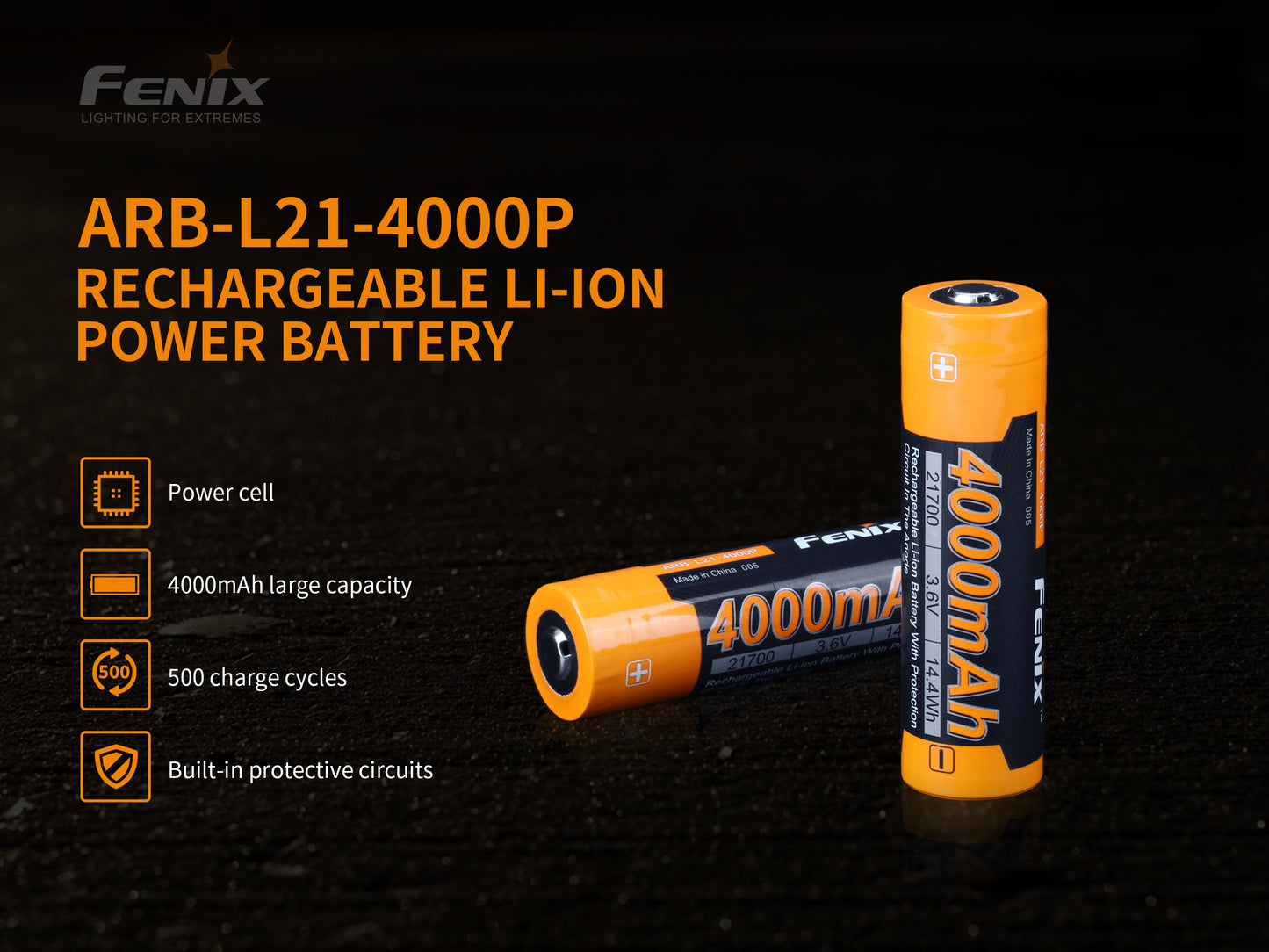 Fenix ARB-L21-4000P 21700 Li-ion Rechargeable Battery