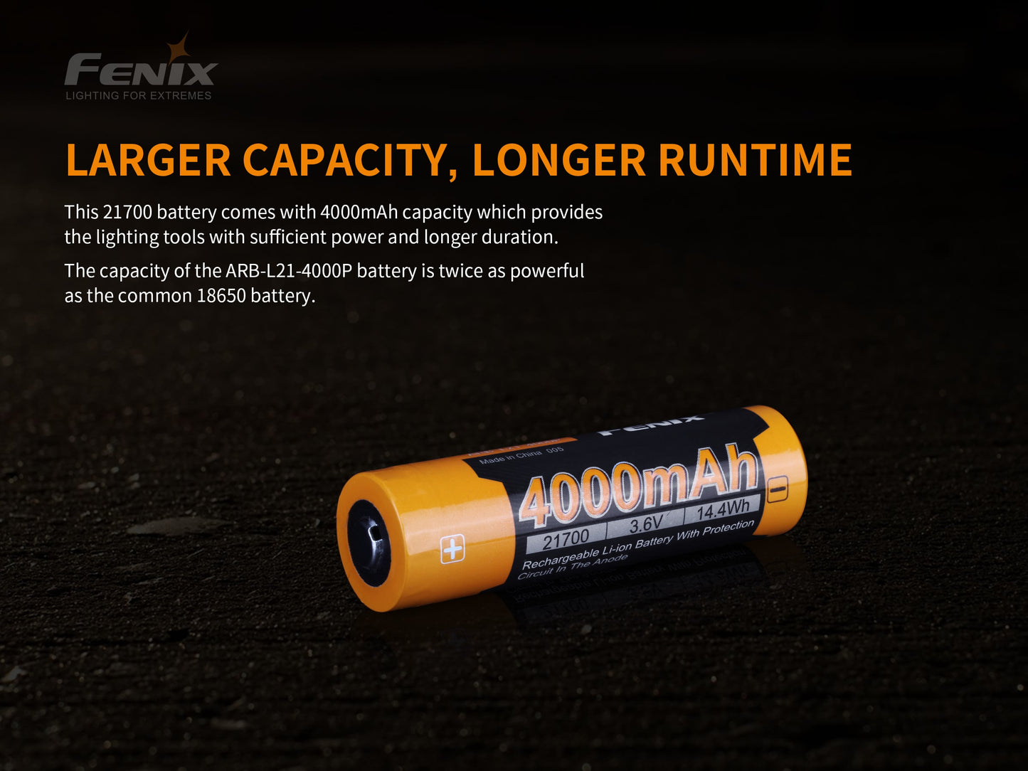 Fenix ARB-L21-4000P 21700 Li-ion Rechargeable Battery