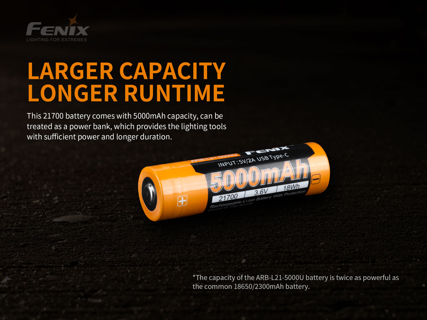 Fenix ARB-L21-5000U 21700 Li-ion Rechargeable Battery