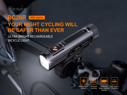 Fenix BC26R USB-C Rechargeable Bike Front Light - 1,600 Lumens