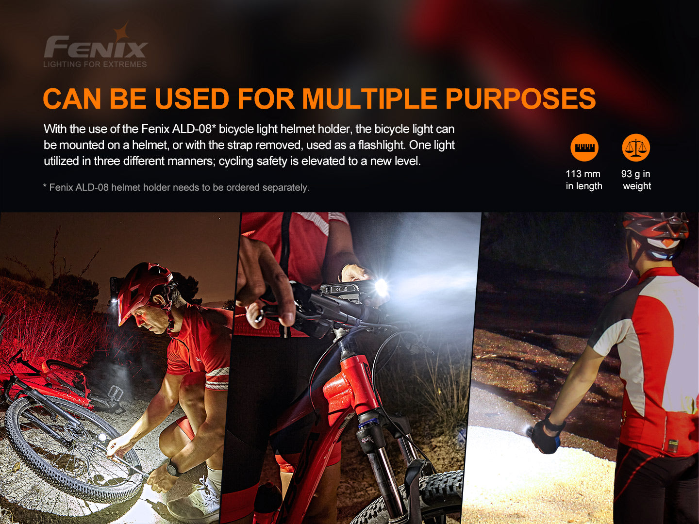 Fenix BC26R USB-C Rechargeable Bike Front Light - 1,600 Lumens