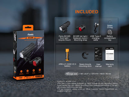Fenix BC28R Smart Sync Bike Light Combo [2,500 Lumens]
