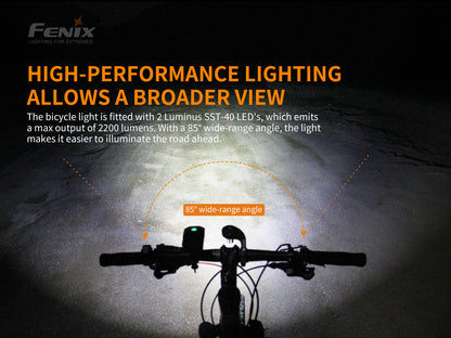 Fenix BC30 V2 Dual Beam Bike Front Light with Wireless Remote - 2,200 Lumens