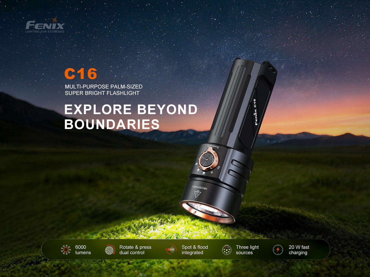 Fenix C16 Multi Light Sources Flashlight [6,000 Lumens]