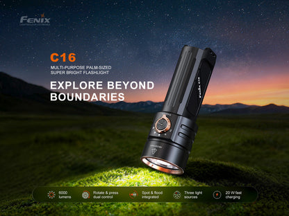 Fenix C16 Multi Light Sources Flashlight [6,000 Lumens]