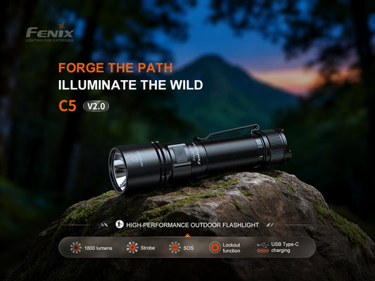 Fenix C5 V2 Heavy Duty Compact Rechargeable Flashlight