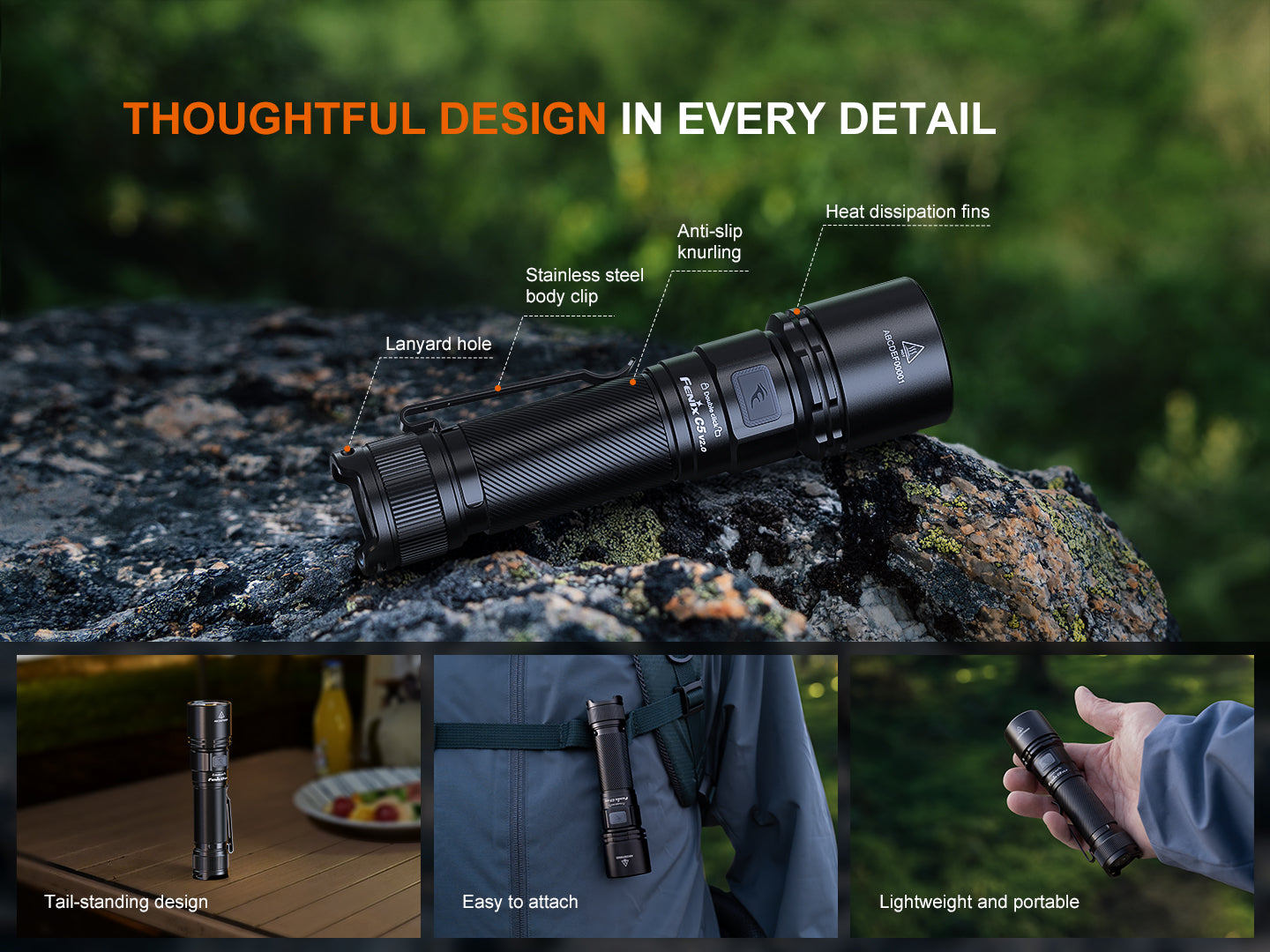Fenix C5 V2 Heavy Duty Compact Rechargeable Flashlight