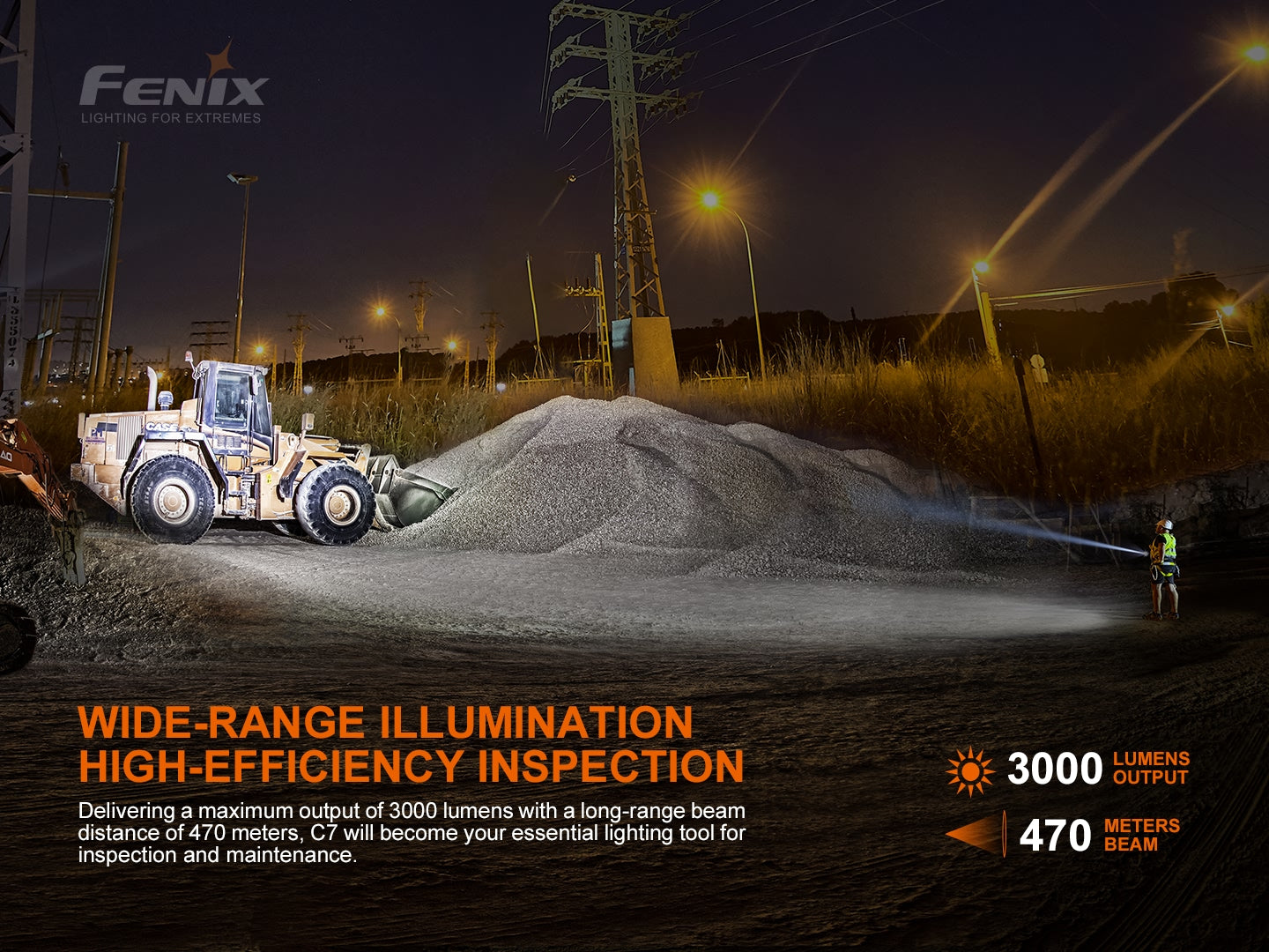 Fenix C7 High Performance Rechargeable Flashlight - 3,000 Lumens