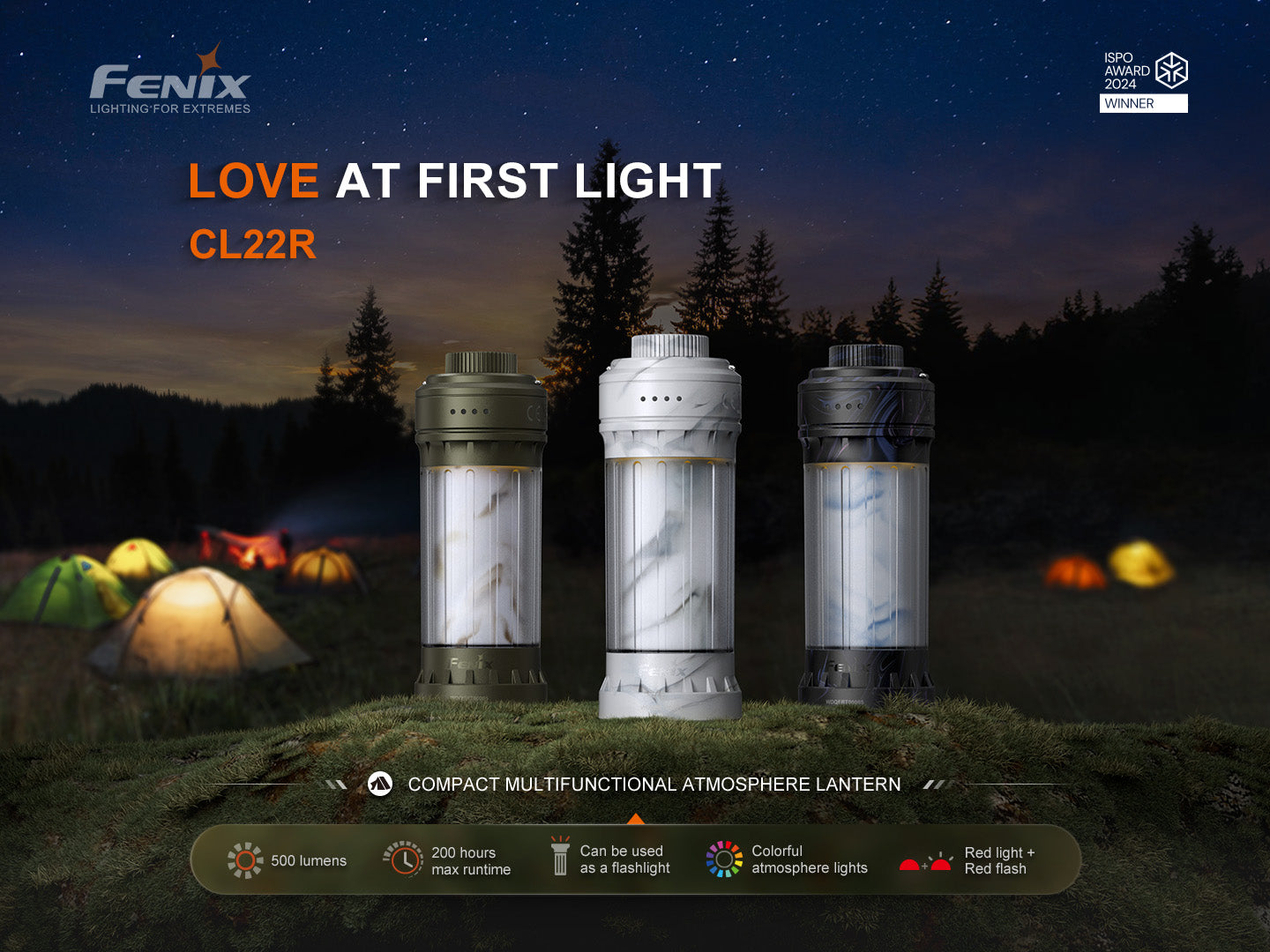 Fenix CL22R 500 Lumens Compact Multi-Functional Atmosphere Camping Lantern
