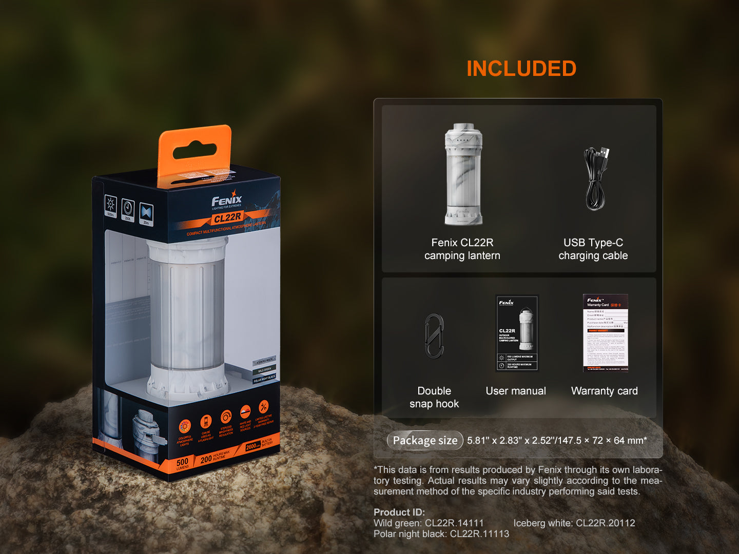 Fenix CL22R 500 Lumens Compact Multi-Functional Atmosphere Camping Lantern
