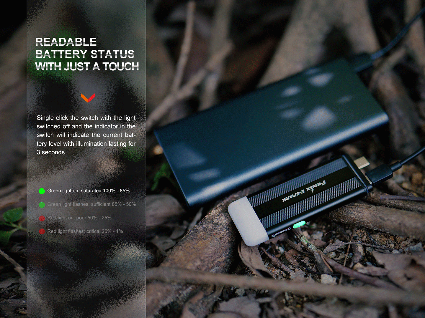 Fenix E-Spark Ultra-Thin Powerbank LED Flashlight