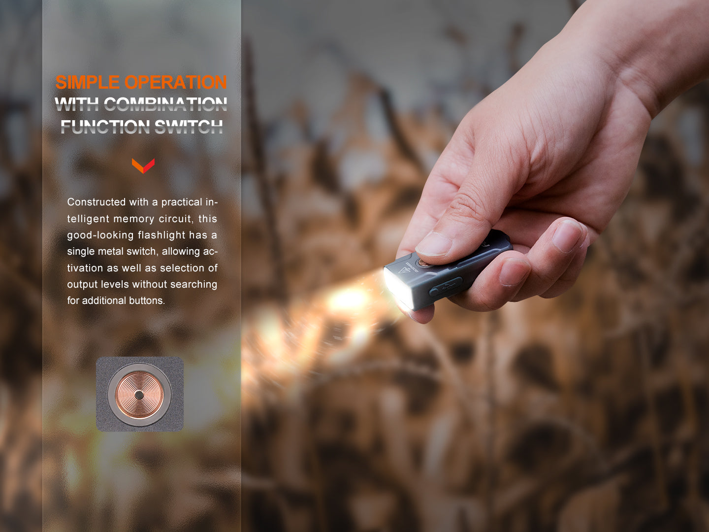Fenix E03R V2 Dual Light Sources USB-C Rechargeable Keychain Flashlight - 500 Lumens