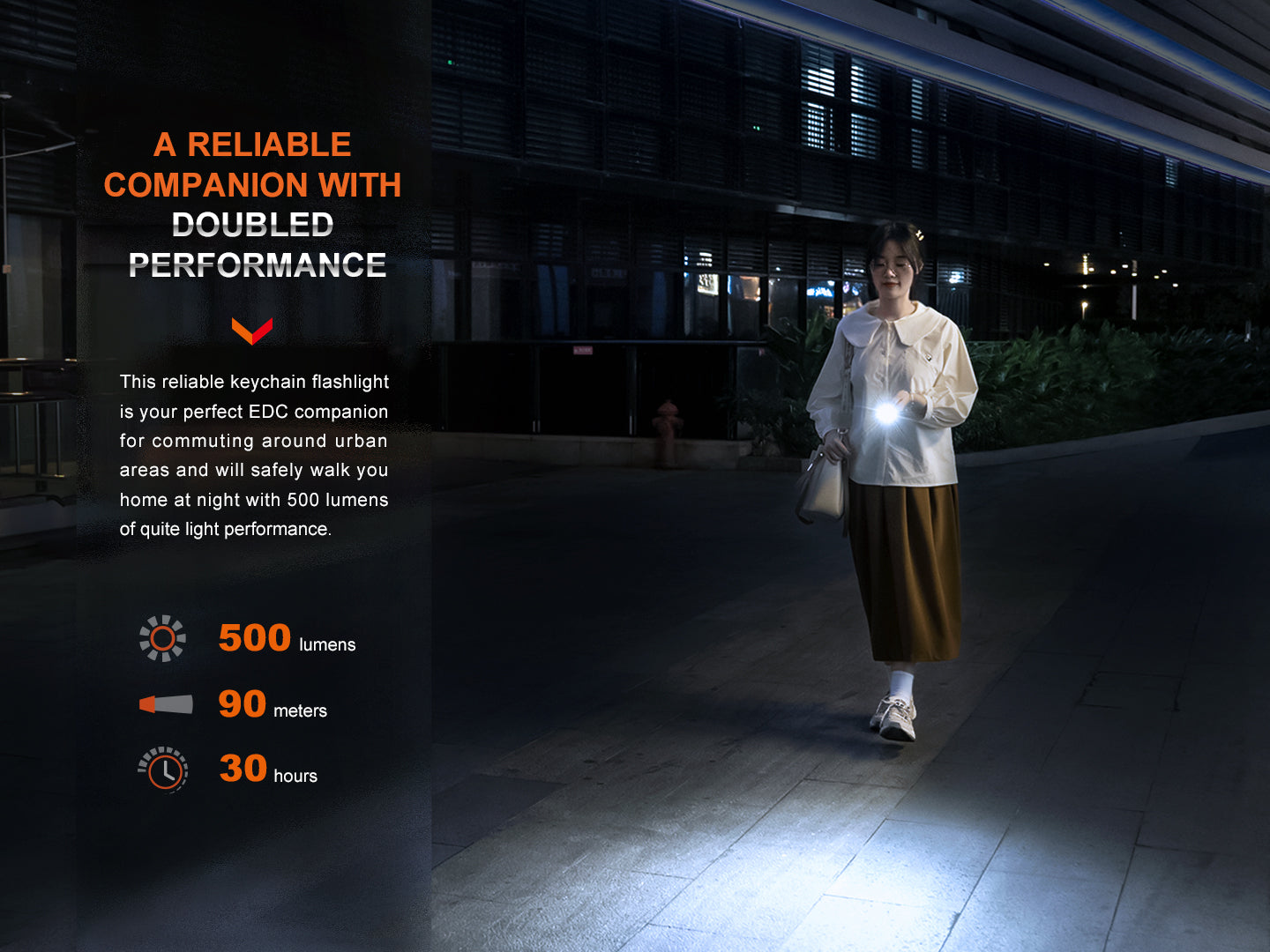 Fenix E03R V2 Dual Light Sources USB-C Rechargeable Keychain Flashlight - 500 Lumens