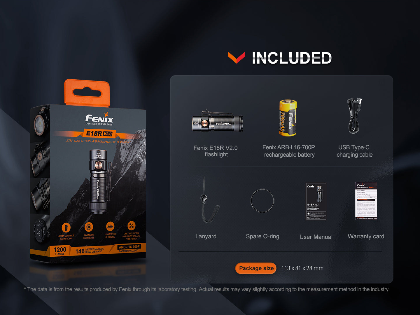 Fenix E18R V2 USB-C Rechargeable Flashlight