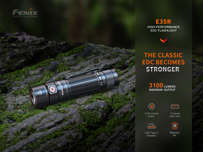 Fenix E35R Hight-Performance USB-C Rechargeable Flashlight - 3,100 Lumens
