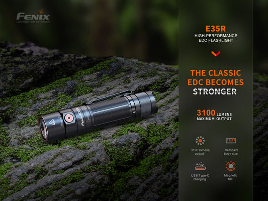 Fenix E35R Hight-Performance USB-C Rechargeable Flashlight - 3,100 Lumens