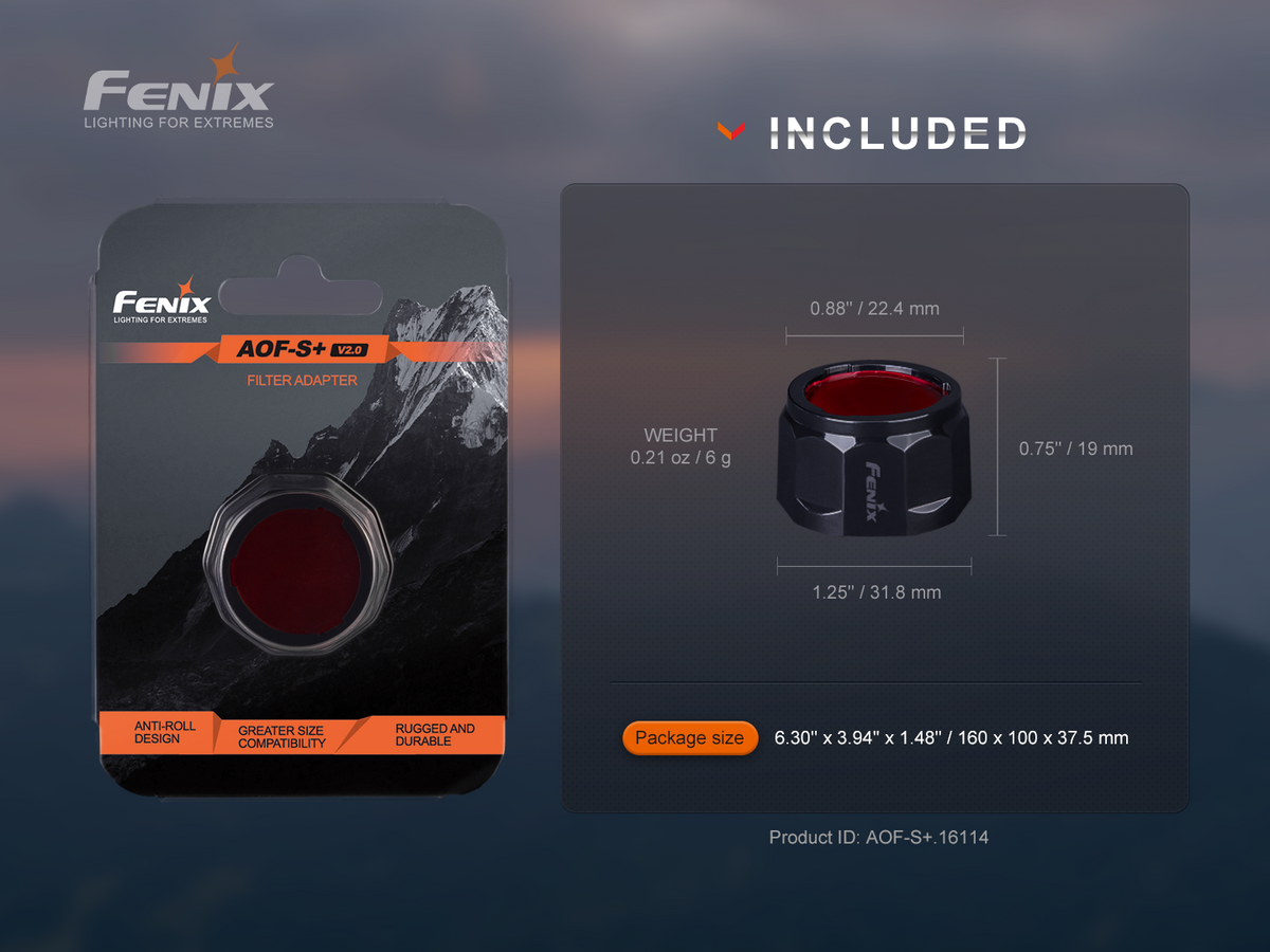 Fenix AOF-S+ V2 Red Filter Adapter for Flashlight