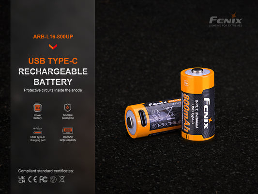 Fenix ARB-L16-800UP 16340 Rechargeable Battery For Flashlight, Headlamps & Etc