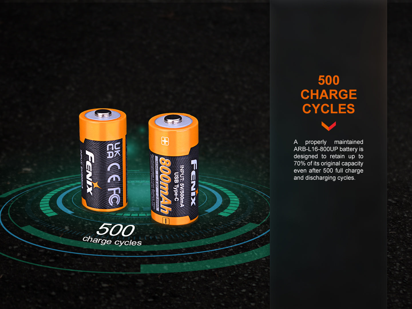 Fenix ARB-L16-800UP 16340 Rechargeable Battery For Flashlight, Headlamps & Etc