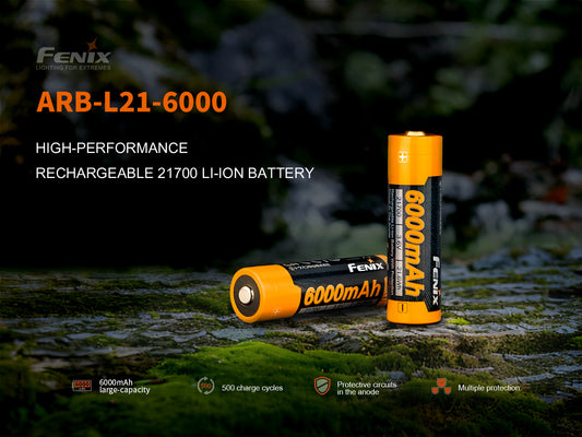 Fenix ARB-L21-6000 21700 Battery For Flashlights, Headlamps, Lanterns & Bike Lights