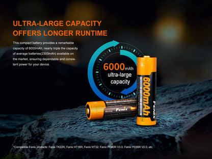 Fenix ARB-L21-6000 21700 Battery For Flashlights, Headlamps, Lanterns & Bike Lights