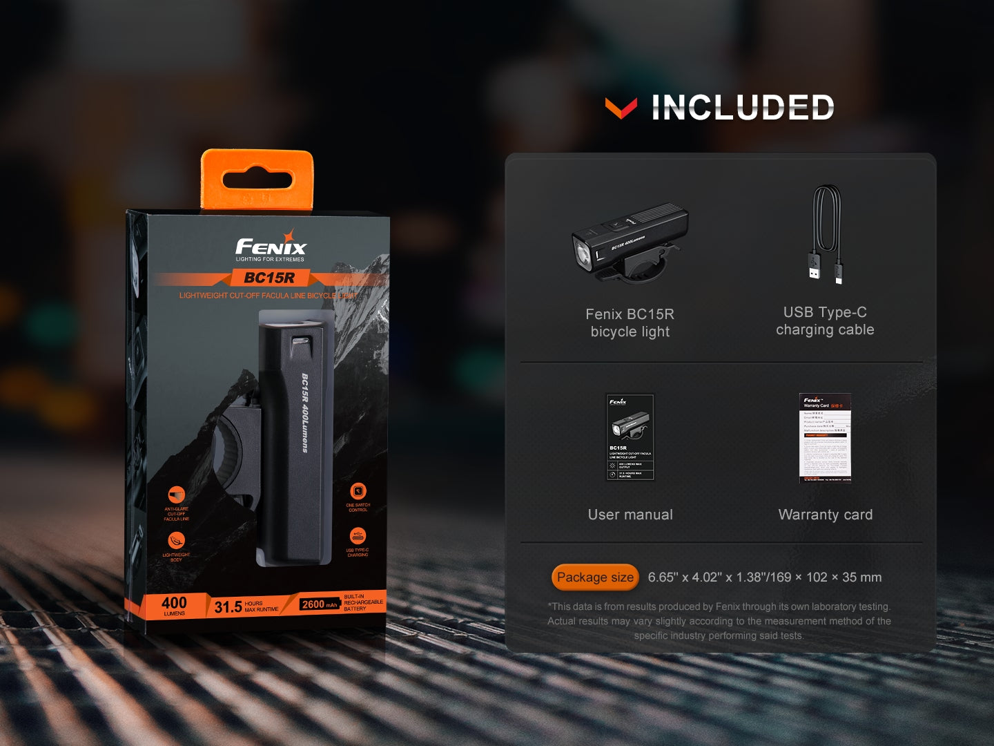 Fenix BC15R Anti-Glare USB-C Bike Light
