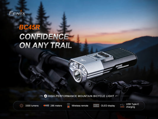 Fenix BC45R High Output Bike Front Light with OLED Screen & Wireless Remote [3,300 Lumens]