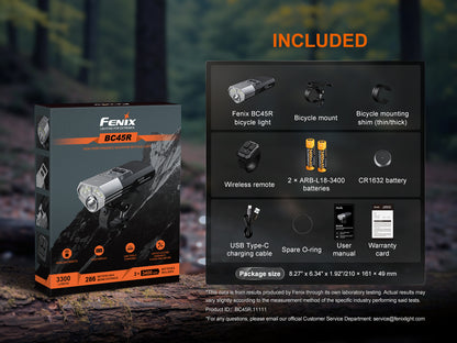 Fenix BC45R High Output Bike Front Light with OLED Screen & Wireless Remote [3,300 Lumens]