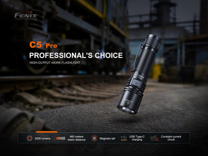 Fenix C5 Pro Heavy Duty Compact Long Throw Rechargeable Flashlight
